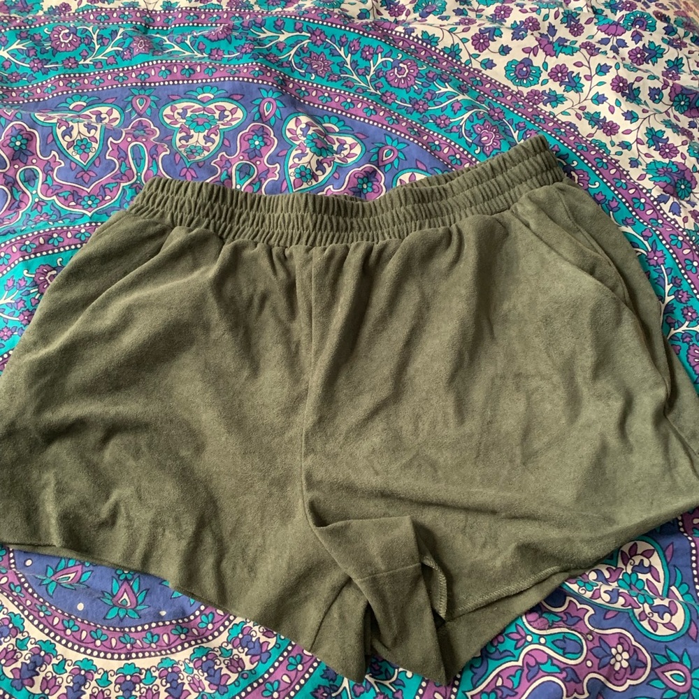 Army Green Suede Shorts